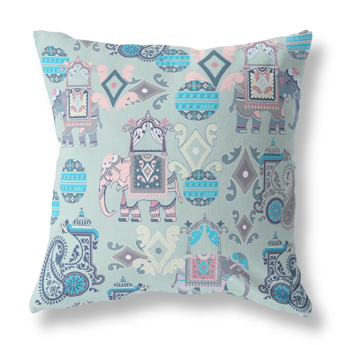 20" X 20" Gray And Pink Paisley Blown Seam Suede Throw Pillow FurniFindUSA