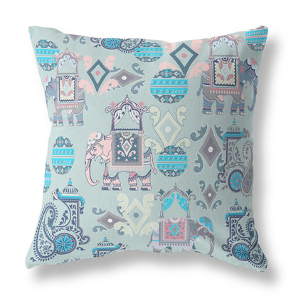 20" X 20" Gray And Pink Paisley Blown Seam Suede Throw Pillow FurniFindUSA