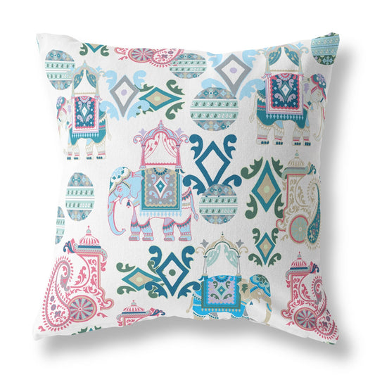 20" X 20" Pink And White Paisley Blown Seam Suede Throw Pillow FurniFindUSA