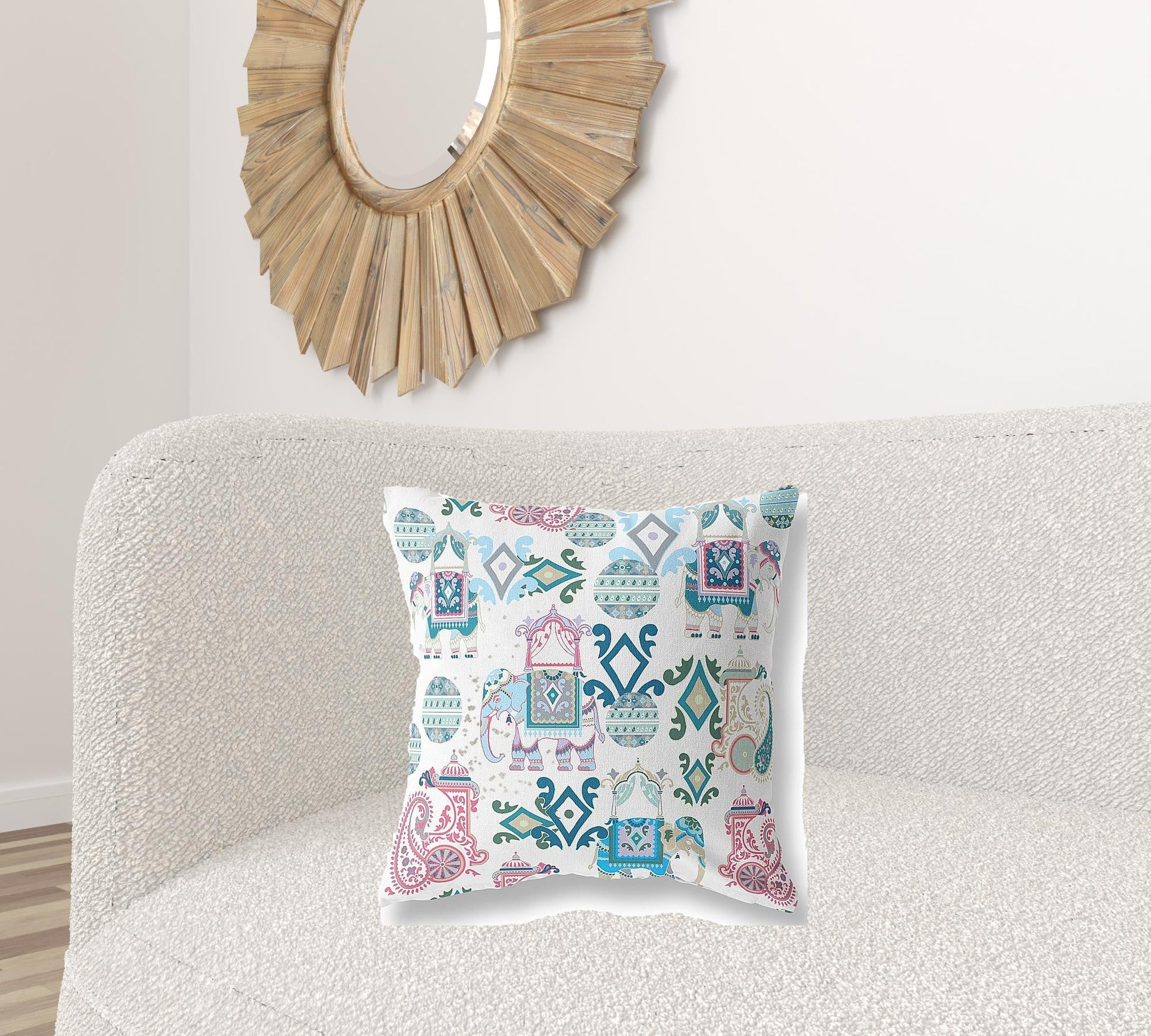 20" X 20" Pink And White Paisley Blown Seam Suede Throw Pillow FurniFindUSA