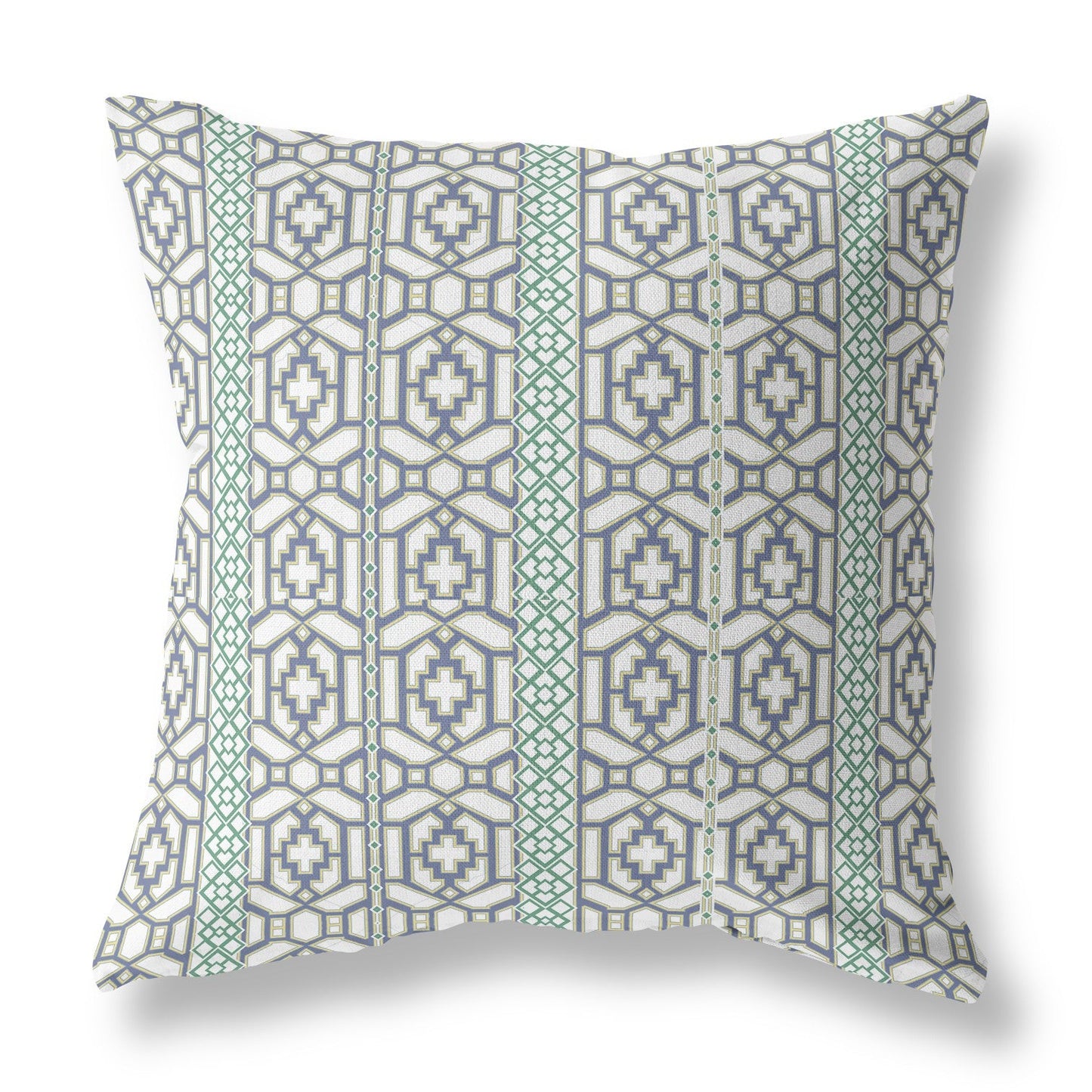 20" X 20" White And Gray Geometric Blown Seam Suede Throw Pillow FurniFindUSA
