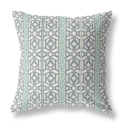 20" X 20" White And Gray Geometric Blown Seam Suede Throw Pillow FurniFindUSA