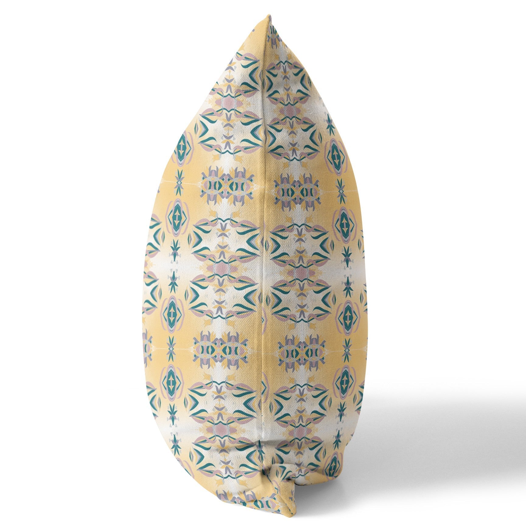 20" X 20" White And Yellow Abstract Blown Seam Suede Throw Pillow FurniFindUSA