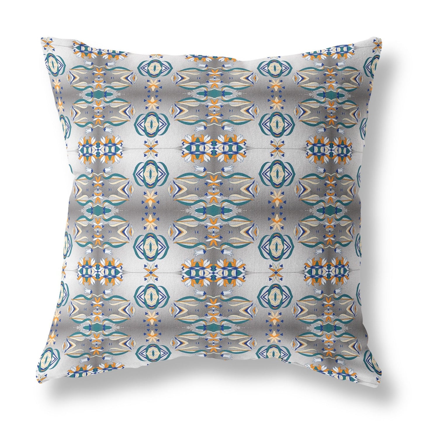 20" X 20" Off White And Brown Abstract Blown Seam Suede Throw Pillow FurniFindUSA