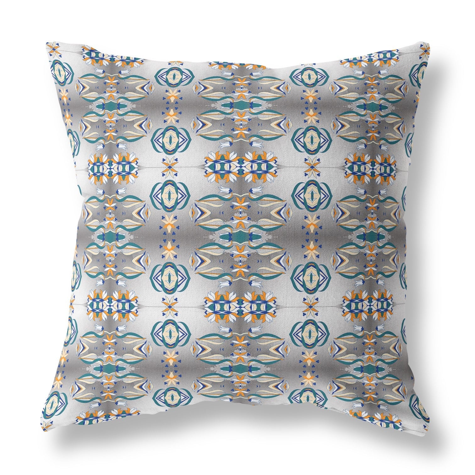 20" X 20" Off White And Brown Abstract Blown Seam Suede Throw Pillow FurniFindUSA