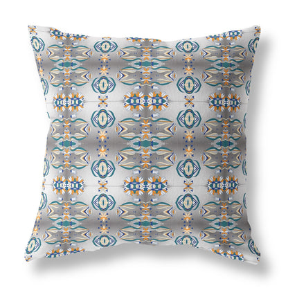 20" X 20" Off White And Brown Abstract Blown Seam Suede Throw Pillow FurniFindUSA