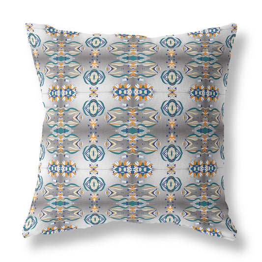 20" X 20" Off White And Brown Abstract Blown Seam Suede Throw Pillow FurniFindUSA