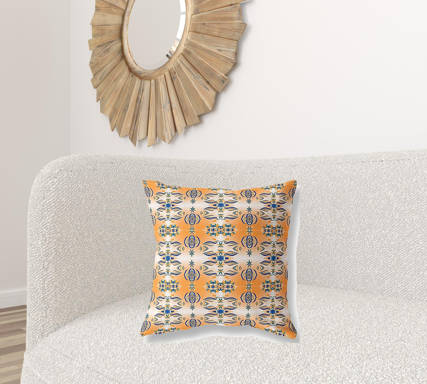 20" X 20" Orange And Gray Abstract Blown Seam Suede Throw Pillow FurniFindUSA
