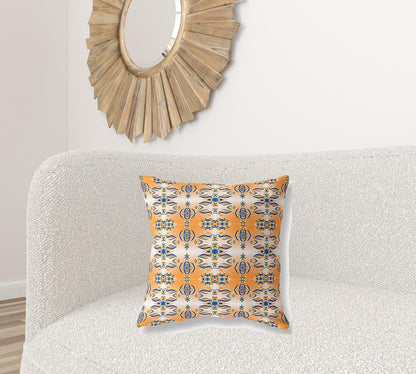 20" X 20" Orange And Gray Abstract Blown Seam Suede Throw Pillow FurniFindUSA