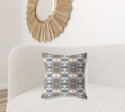 20" X 20" Gray And Orange Abstract Blown Seam Suede Throw Pillow FurniFindUSA