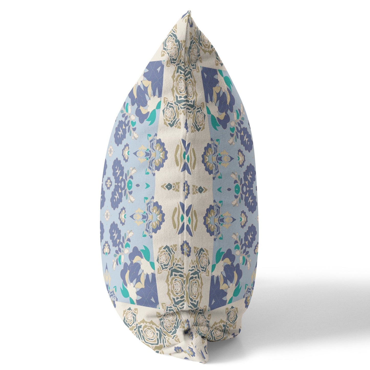 20" X 20" Off White And Blue Floral Blown Seam Suede Throw Pillow 5.0" (L) x 20.0" (W) x 20.0" (H) FurniFindUSA