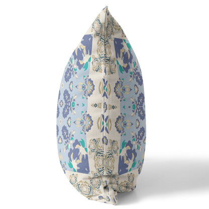 20" X 20" Off White And Blue Floral Blown Seam Suede Throw Pillow 5.0" (L) x 20.0" (W) x 20.0" (H) FurniFindUSA