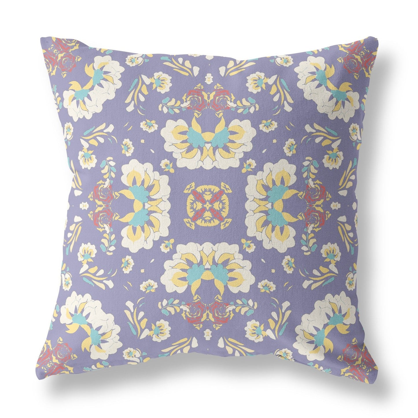 20" X 20" Purple Floral Blown Seam Suede Throw Pillow FurniFindUSA