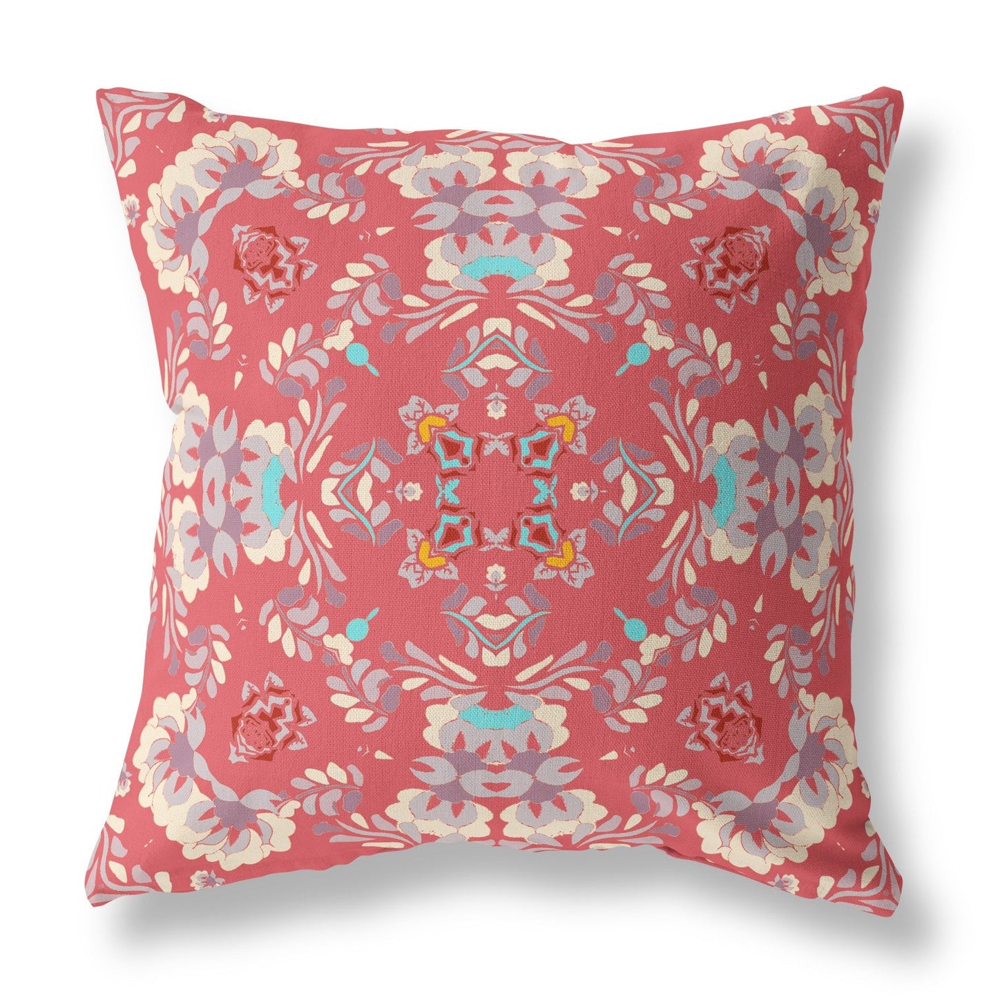 20" X 20" Red Abstract Blown Seam Suede Throw Pillow FurniFindUSA