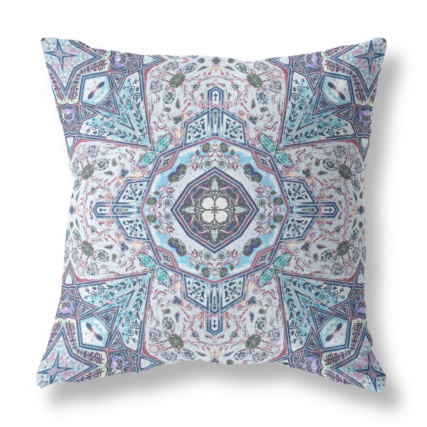 16"X16" Light Blue Microsuede Geometric Zippered Pillow 5.0" (L) x 16.0" (W) x 16.0" (H) FurniFindUSA