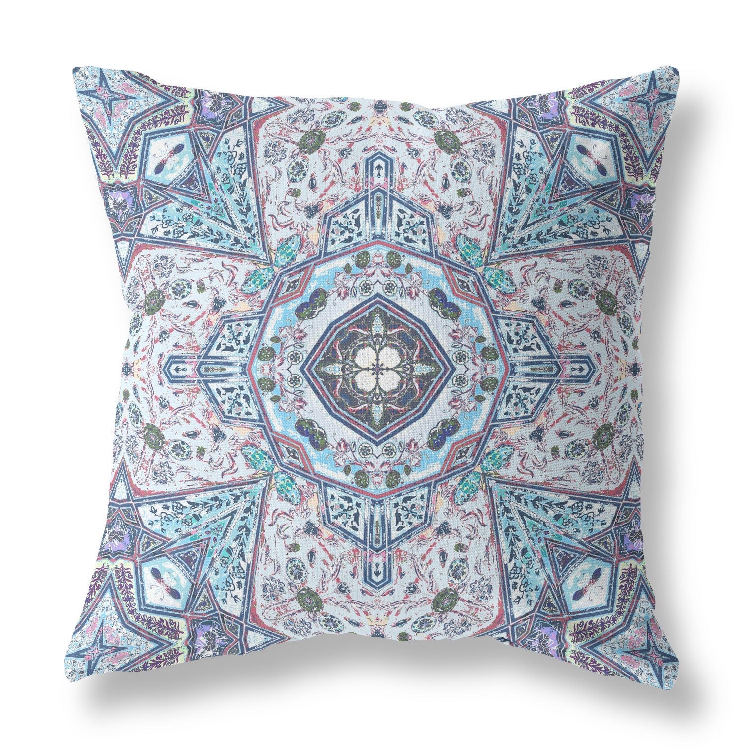 16"X16" Light Blue Microsuede Geometric Zippered Pillow 5.0" (L) x 16.0" (W) x 16.0" (H) FurniFindUSA