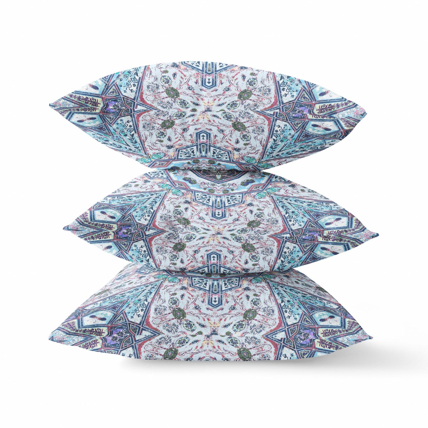 16"X16" Light Blue Microsuede Geometric Zippered Pillow 5.0" (L) x 16.0" (W) x 16.0" (H) FurniFindUSA