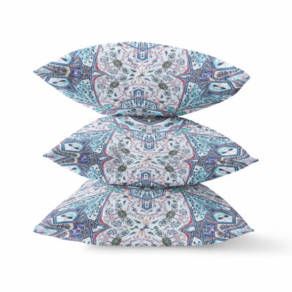 16"X16" Light Blue Microsuede Geometric Zippered Pillow 5.0" (L) x 16.0" (W) x 16.0" (H) FurniFindUSA