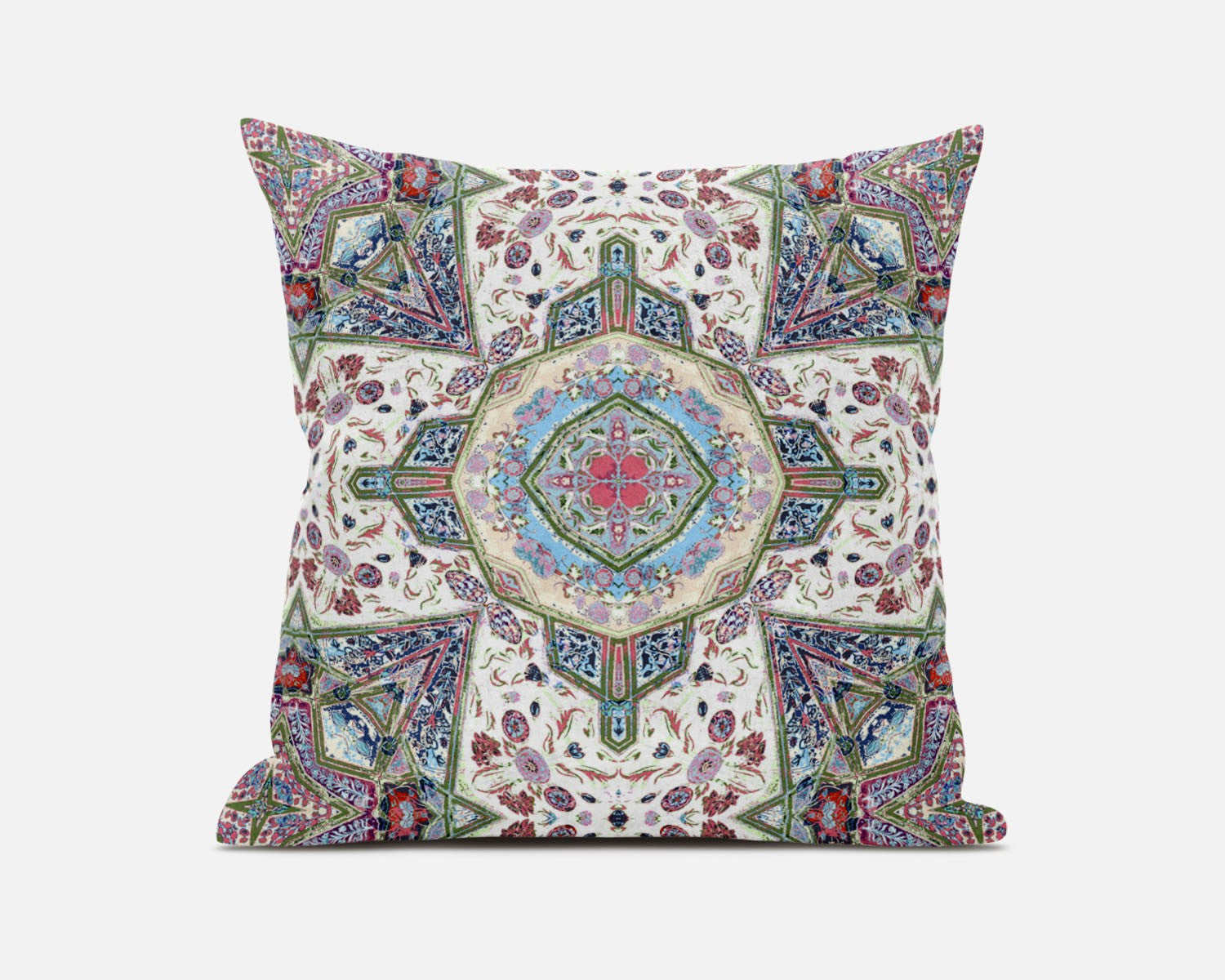 16"X16" Pink And Ivory Microsuede Geometric Zippered Pillow FurniFindUSA