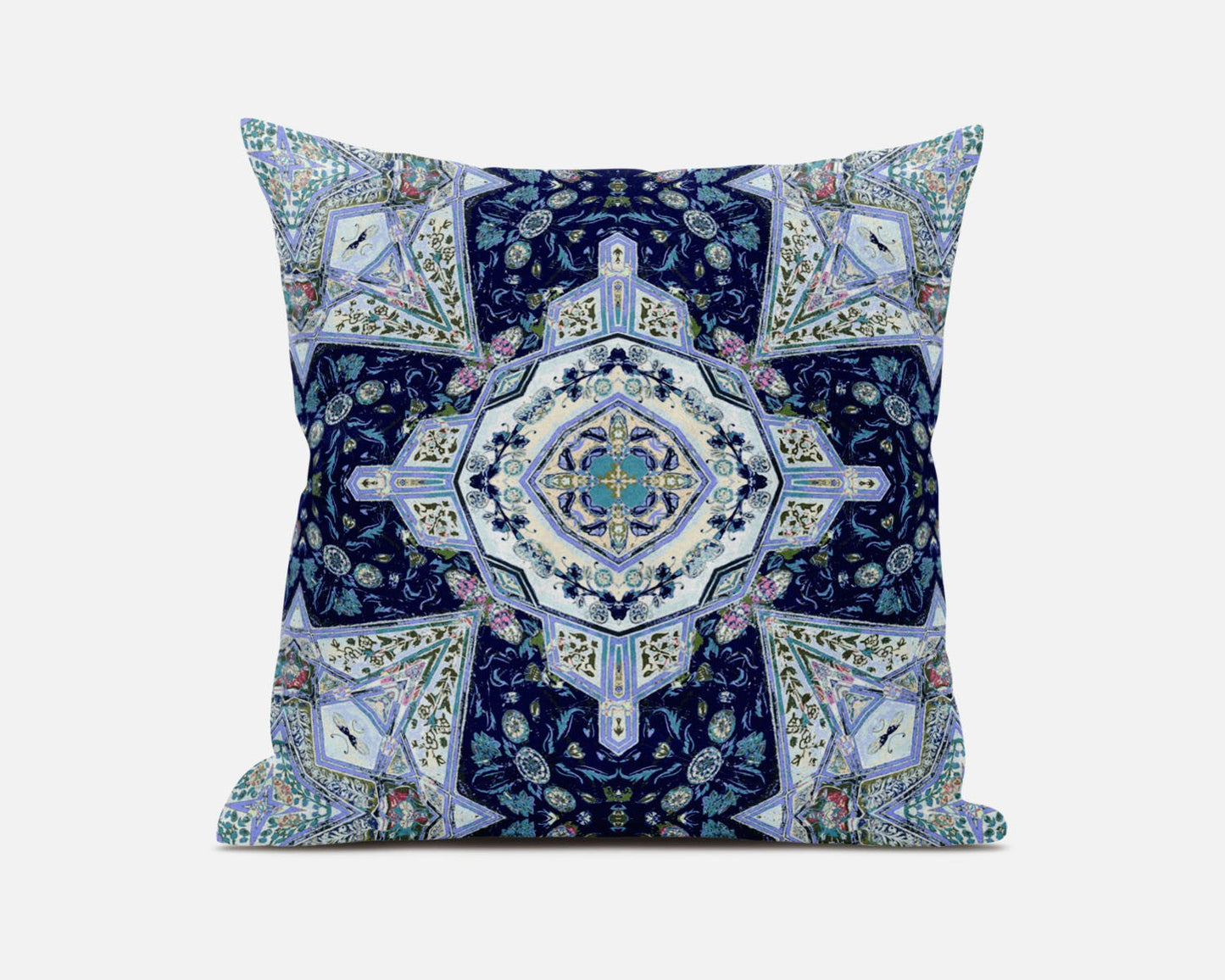 16"X16" Indigo Microsuede Geometric Zippered Pillow FurniFindUSA