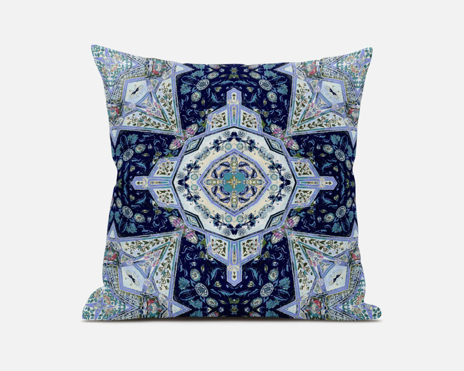 16"X16" Indigo Microsuede Geometric Zippered Pillow FurniFindUSA