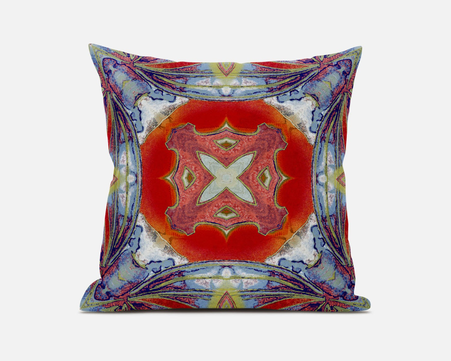 5" X 20" Blue and Orange Geometric Indoor Outdoor Throw Pillow