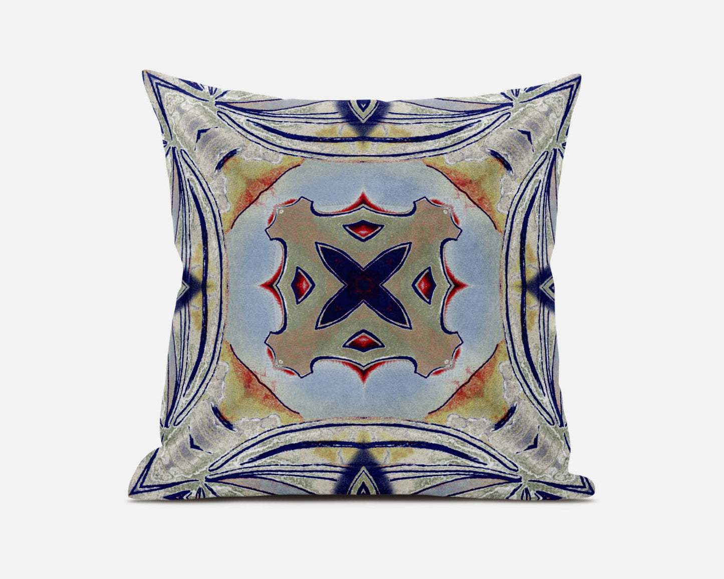 16" X 16" Muted Green Orange Geometric Zippered Suede Throw Pillow FurniFindUSA