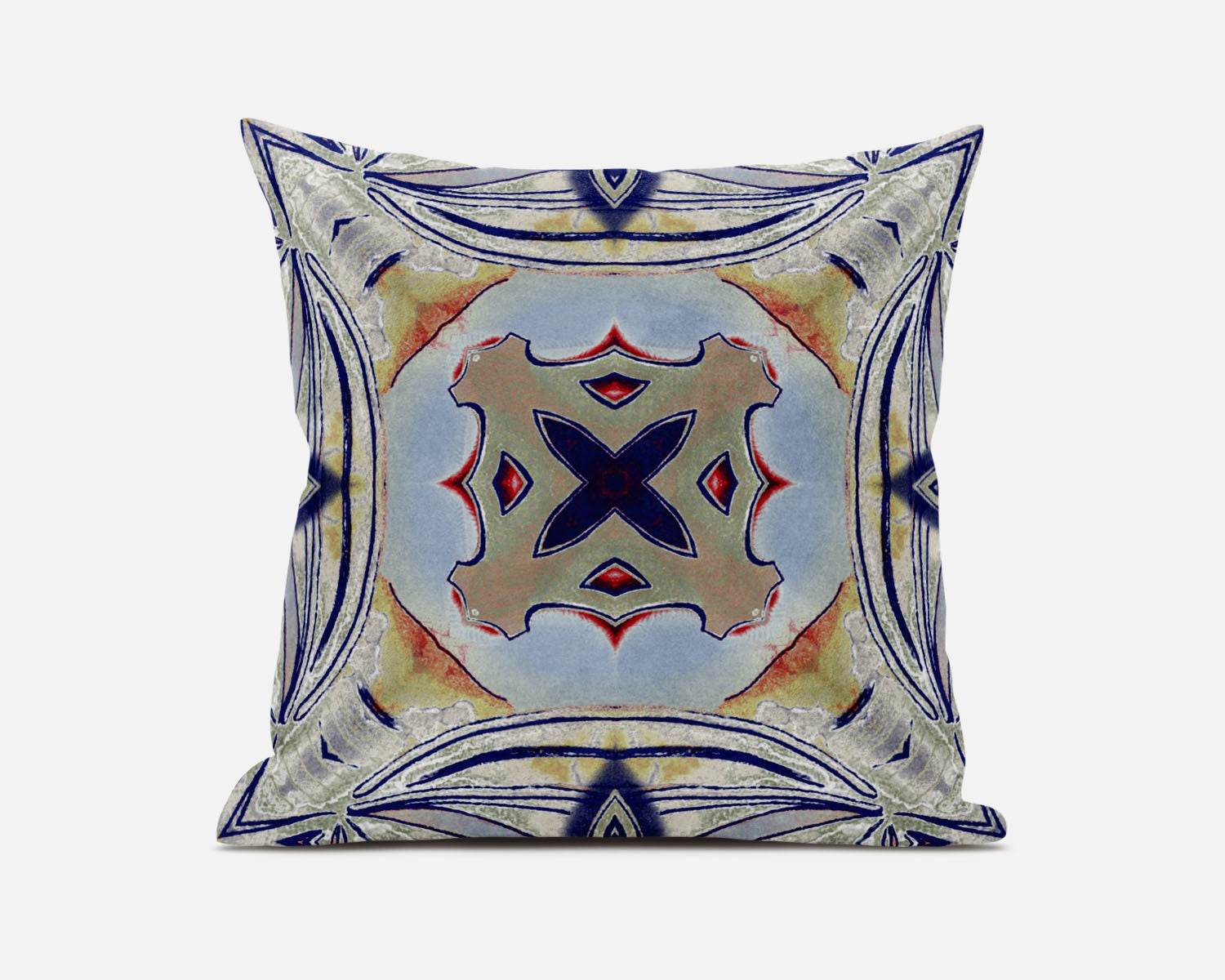 16" X 16" Muted Green Orange Geometric Zippered Suede Throw Pillow FurniFindUSA