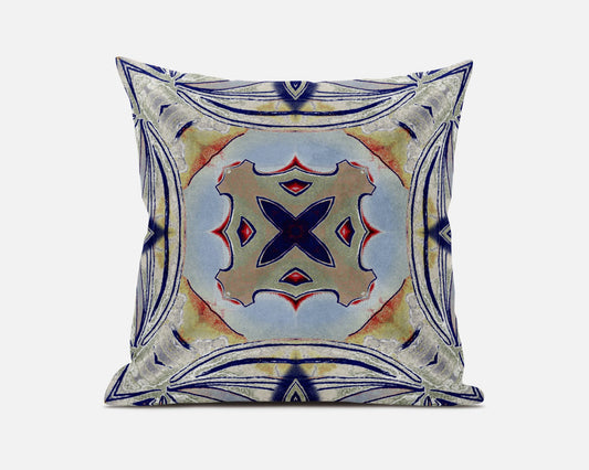 16" X 16" Muted Green Orange Geometric Zippered Suede Throw Pillow FurniFindUSA