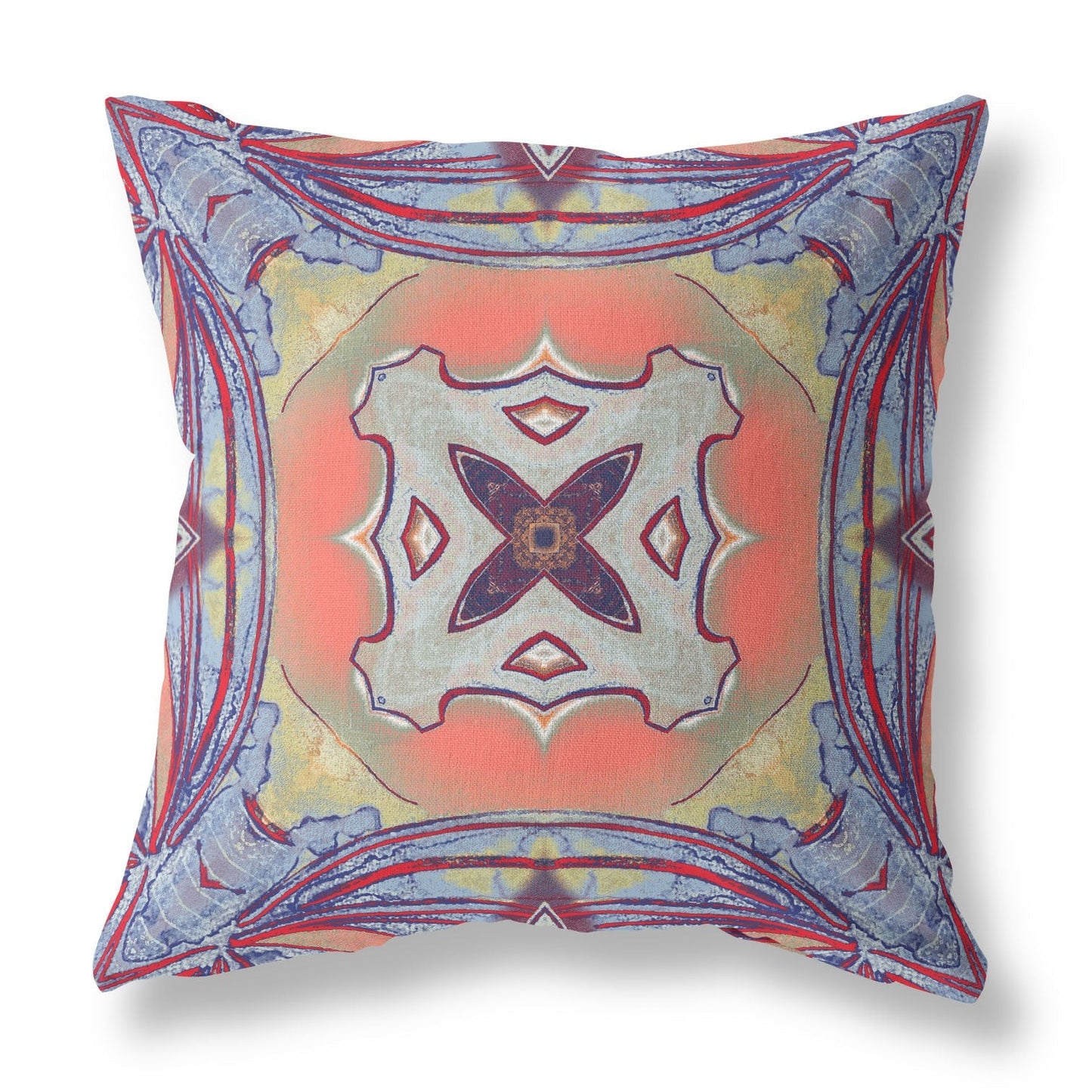 16" X 16" Purple Orange Geometric Zippered Suede Throw Pillow FurniFindUSA