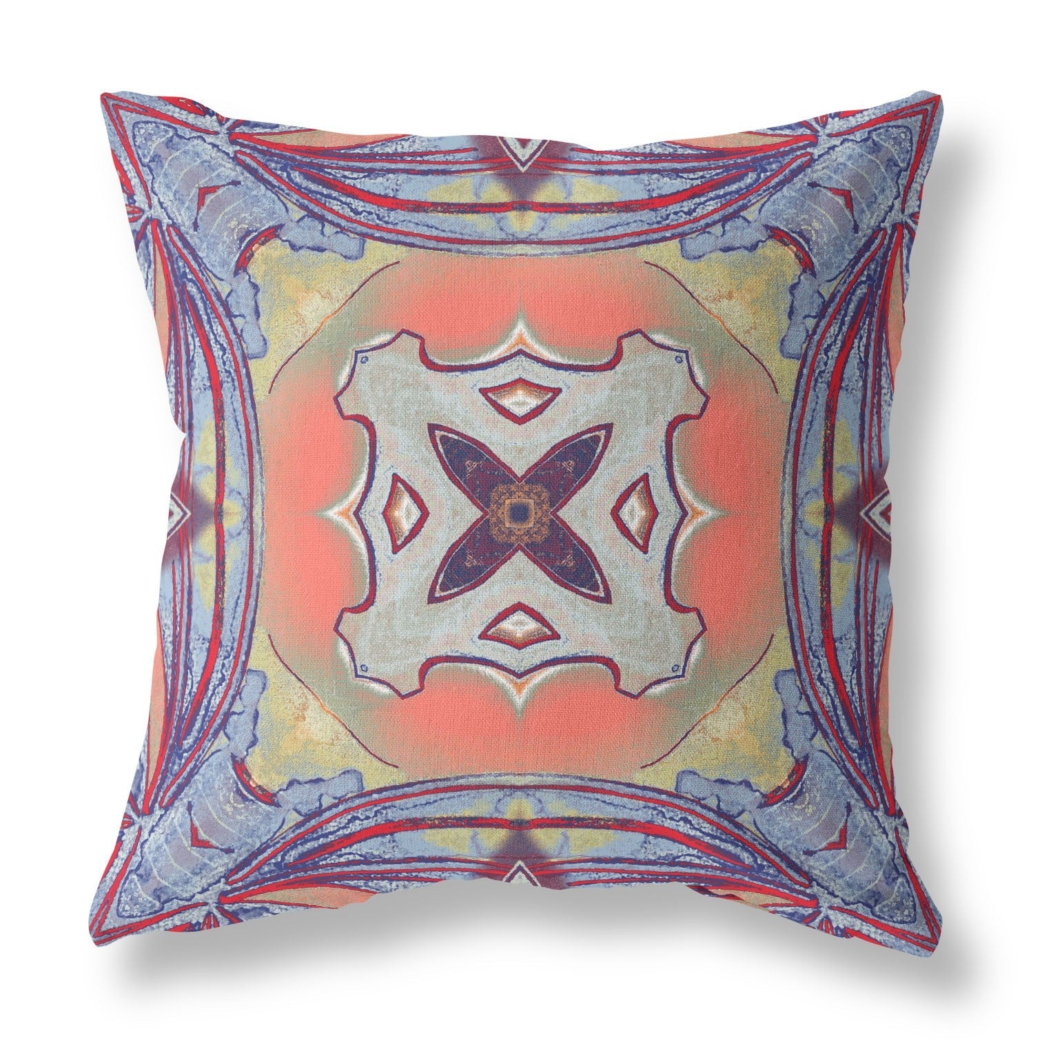16" X 16" Purple Orange Geometric Zippered Suede Throw Pillow FurniFindUSA