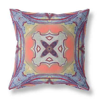 16" X 16" Purple Orange Geometric Zippered Suede Throw Pillow FurniFindUSA
