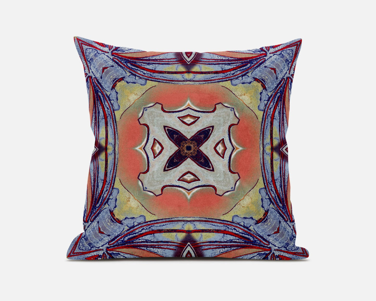 16" X 16" Purple Orange Geometric Zippered Suede Throw Pillow FurniFindUSA