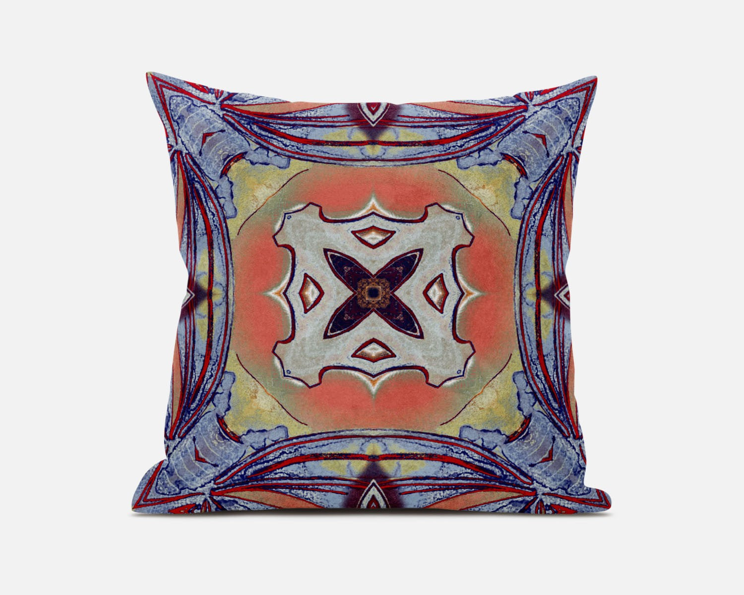 16" X 16" Purple Orange Geometric Zippered Suede Throw Pillow FurniFindUSA