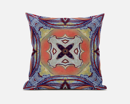 16" X 16" Purple Orange Geometric Zippered Suede Throw Pillow FurniFindUSA