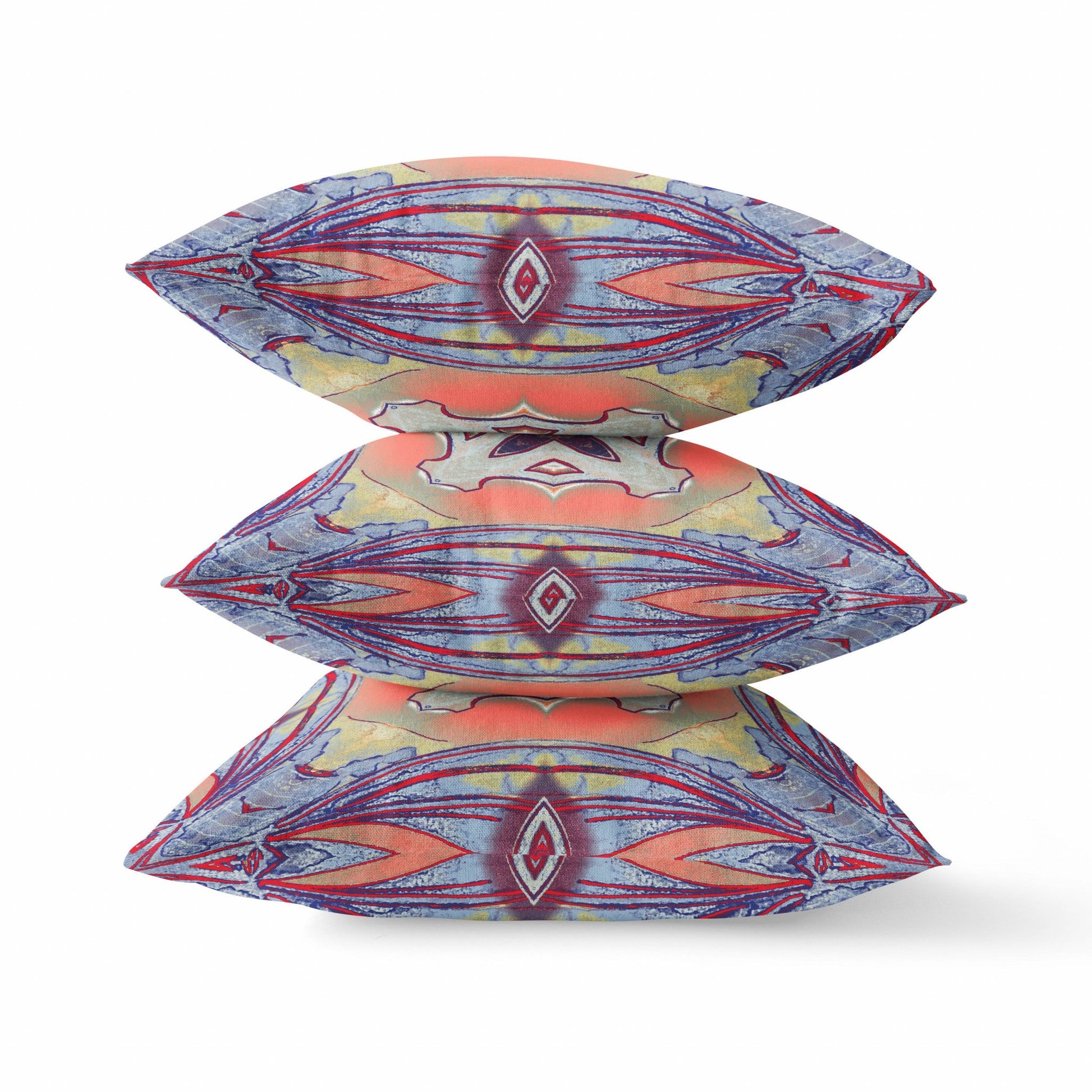 16" X 16" Purple Orange Geometric Zippered Suede Throw Pillow FurniFindUSA