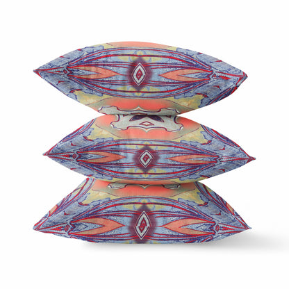 16" X 16" Purple Orange Geometric Zippered Suede Throw Pillow FurniFindUSA