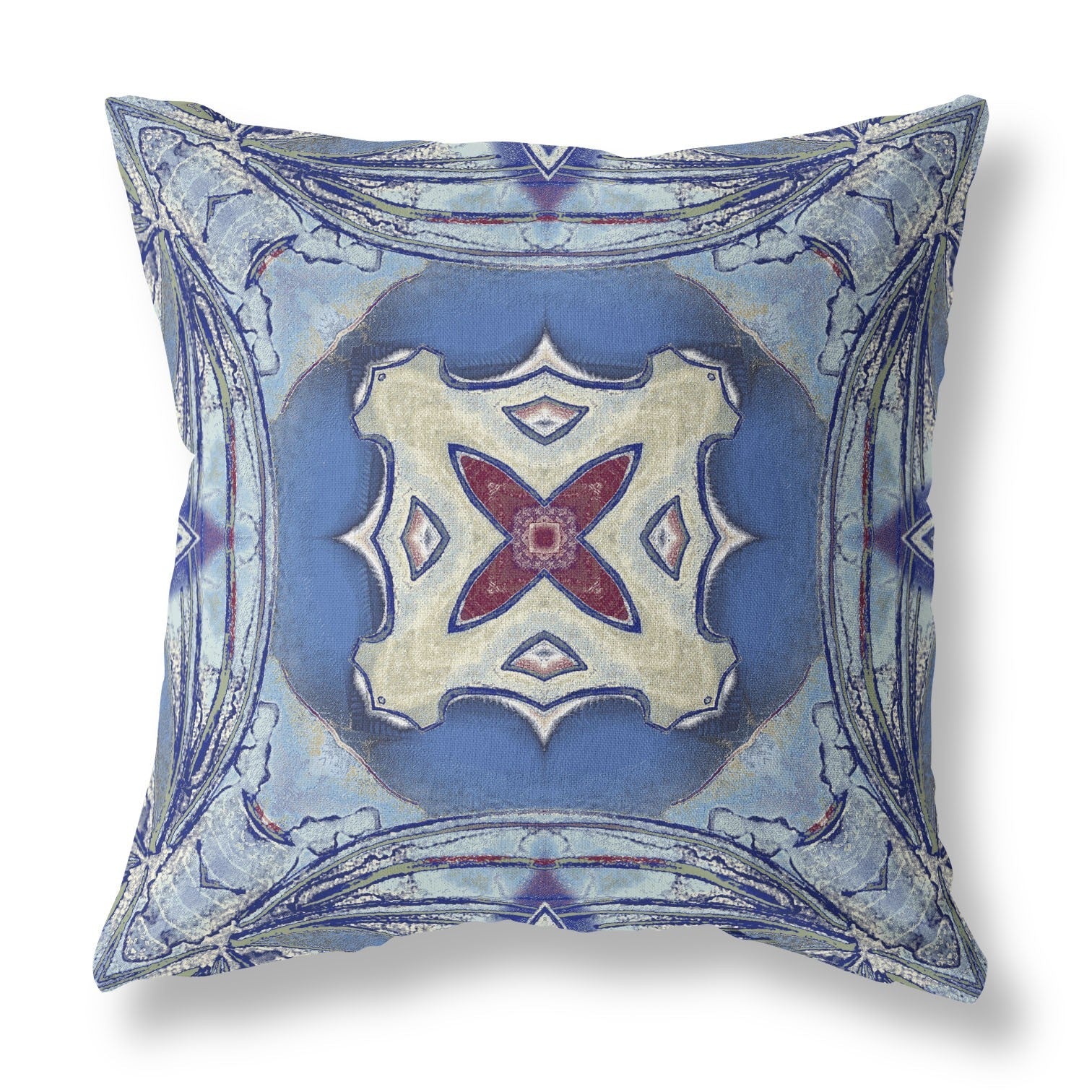 16" X 16" Sky Blue Evening Blue Geometric Zippered Suede Throw Pillow FurniFindUSA