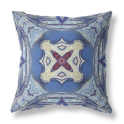 16" X 16" Sky Blue Evening Blue Geometric Zippered Suede Throw Pillow FurniFindUSA