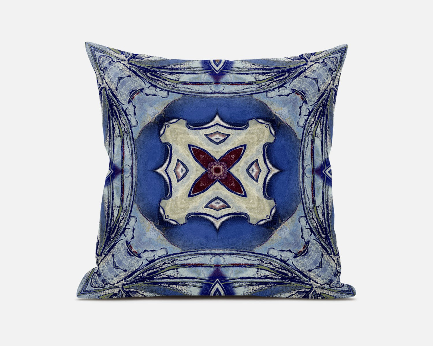 16" X 16" Sky Blue Evening Blue Geometric Zippered Suede Throw Pillow FurniFindUSA
