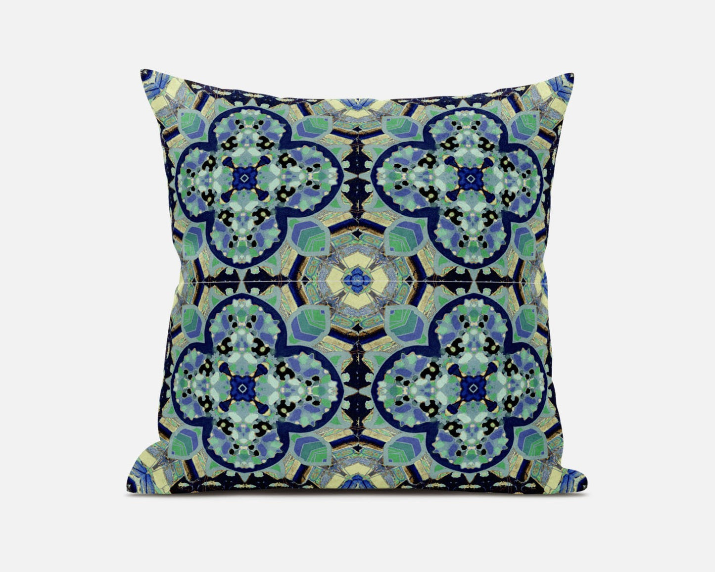 16"X16" Aquamarine Microsuede Quatrefoil Zippered Pillow FurniFindUSA