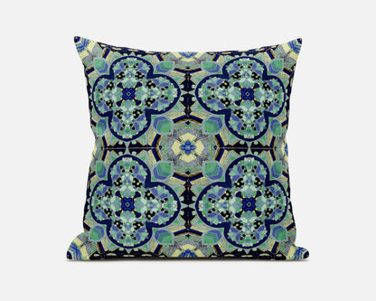 16"X16" Aquamarine Microsuede Quatrefoil Zippered Pillow FurniFindUSA