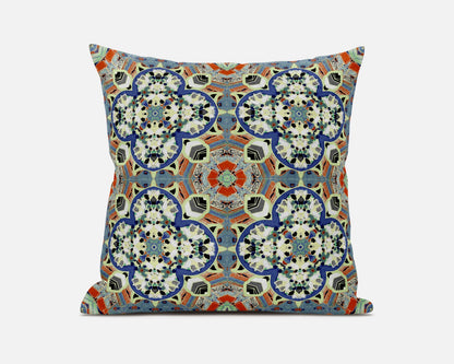 16"X16" Blue And Orange Microsuede Quatrefoil Zippered Pillow 5.0" (L) x 16.0" (W) x 16.0" (H) FurniFindUSA