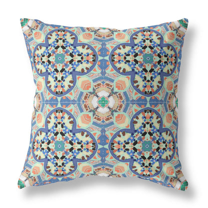 16"X16" Blue And Purple Microsuede Quatrefoil Zippered Pillow FurniFindUSA