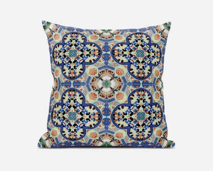 16"X16" Blue And Purple Microsuede Quatrefoil Zippered Pillow FurniFindUSA