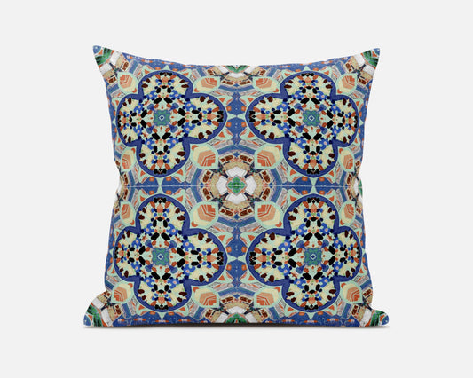 16"X16" Blue And Purple Microsuede Quatrefoil Zippered Pillow FurniFindUSA