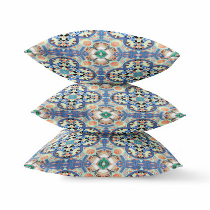 16"X16" Blue And Purple Microsuede Quatrefoil Zippered Pillow FurniFindUSA