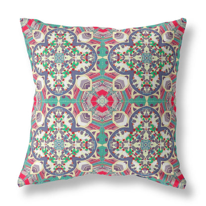 16"X16" Pink And Gray Microsuede Quatrefoil Zippered Pillow FurniFindUSA