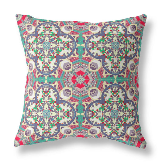 16"X16" Pink And Gray Microsuede Quatrefoil Zippered Pillow FurniFindUSA