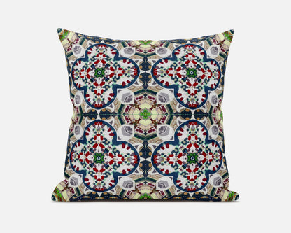 16"X16" Green And White Microsuede Quatrefoil Zippered Pillow FurniFindUSA
